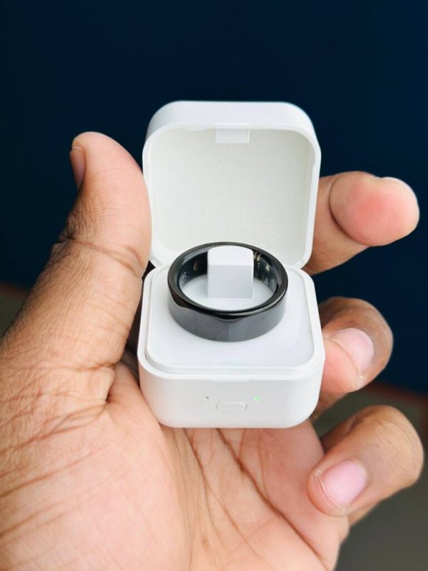 Smart Finger Ring for Fitness Tracking – With Charging Case  (Ring Size -9) -Black